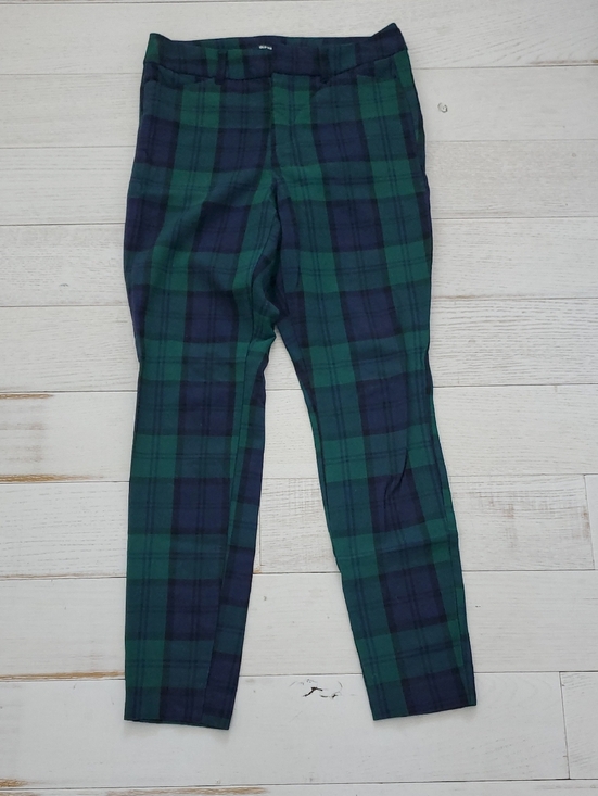 Old Navy Pants - Old Navy Pixie High-Rise Plaid Pants in Green & Blue